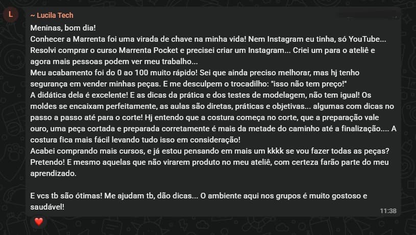 Depoimento de aluna do 5º Ato Conquista