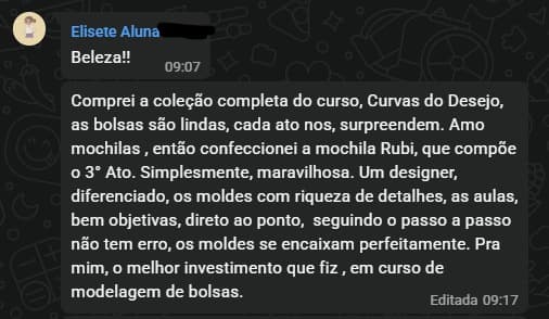 Depoimento de aluna do 5º Ato Conquista
