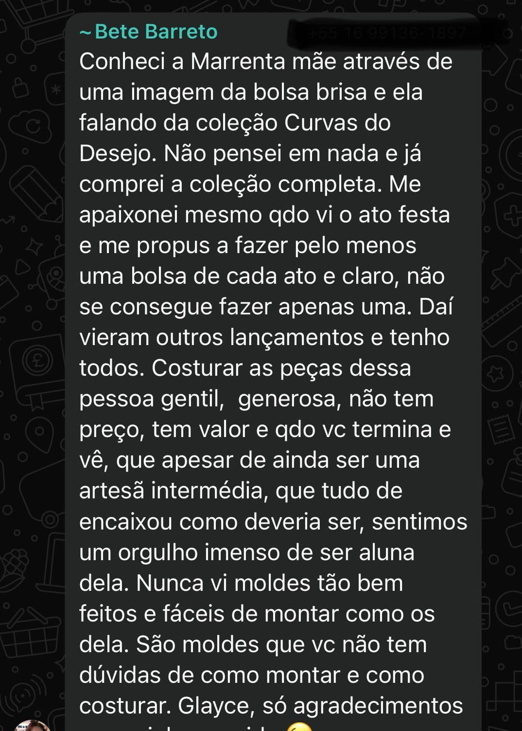 Depoimento de aluna do 5º Ato Conquista