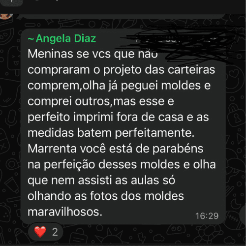 Depoimento de aluna da Marrenta Studio